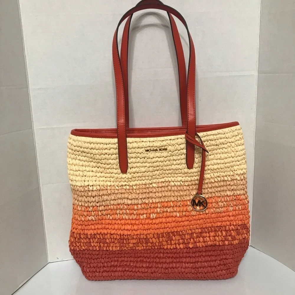 NWT Michael Kors The Michael Ombré Straw Tote Bag